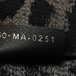 Canvas Mizza Embroidered Large Leopard Book Tote Grey