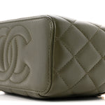 Lambskin Quilted Pick Me Up Vanity Case Khaki