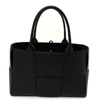 Grained Calfskin Intrecciato Small Arco Tote Black