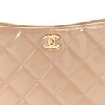 Shiny Calfskin Suede Goatskin Quilted Hobo Beige
