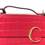 Calfskin Crocodile Embossed Mini C Vanity Bag Red