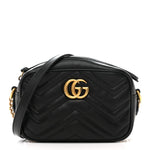 Calfskin Matelasse Mini GG Marmont Chain Shoulder Bag Black