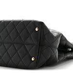 Caviar Quilted Small Shopping Tote  Black