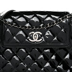 Patent Quilted Large Coco Shine Accordion Flap Black