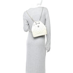 Patent Goatskin Quilted Small Gabrielle Backpack White