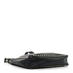 Vitello Calfskin Small Rockstud Flip-Lock Messenger Bag Black
