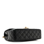 Lambskin Quilted Small Strass On Top Flap Bag Black