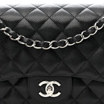 Caviar Quilted Jumbo Double Flap Black