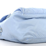 Re-Nylon Vela Saffiano Pocket Double Buckle Messenger Shoulder Bag Celeste