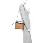 Grained Calfskin Small Puzzle Edge Bag Toffee