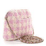 Tweed Quilted Mini Clutch With Chain Pink
