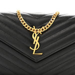 Grain De Poudre Matelasse Chevron Monogram Chain Wallet Black
