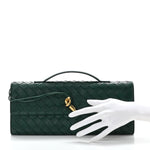 Nappa Intrecciato Long Andiamo Top Handle Clutch Emerald Green