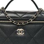 Caviar Quilted Top Handle Slim Vanity With Chain Black