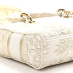 Canvas Embroidered Medium Jardin D'Hiver Lady D-Joy White Gold