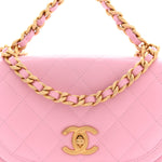 Calfskin Quilted Small Messenger Flap Light Pink