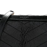 Crinkled Lambskin Matelasse Monogram Baby Niki Chain Satchel Black