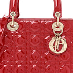 Patent Cannage Medium Lady Dior Red