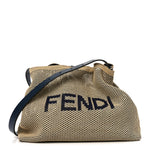 Raffia Woven Vitello King Soft Large Hobo Natural Beige Blue