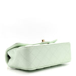 Lambskin Quilted Mini Rectangular Flap Light Green