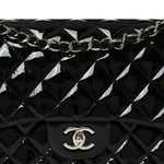 Patent Quilted Jumbo Double Flap Black