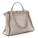 Vitello Seta Plexiglass Granite Large Peekaboo Iconic Satchel Polvere
