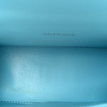 Shiny Calfskin Crocodile Embossed Hourglass Top Handle Bag XS Turquoise