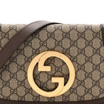 GG Supreme Monogram Textured Dollar Calfskin Blondie Chain Shoulder Flap Bag Beige Ebony New Acero