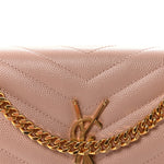 Grain De Poudre Matelasse Chevron Monogram Chain Wallet Pale Blush