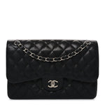 Caviar Quilted Jumbo Double Flap Black