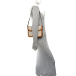 Smooth Calfskin Canvas 9to5 Shoulder Bag Natural Golden