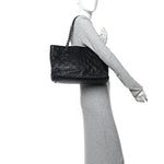 Calfskin Quilted Large Coco Pleats Tote Black