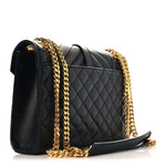 Grain De Poudre Textured Mixed Matelasse Triquilt Medium Monogram Satchel Black