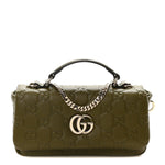 Lambskin Embossed Mini GG Milano Top Handle Shoulder Bag Green