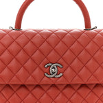 Caviar Quilted Medium Coco Handle Flap Dark Red