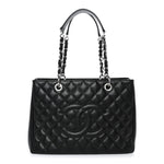 Caviar Quilted Grand Shopping Tote GST Black