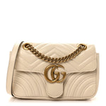 Calfskin Matelasse Mini GG Marmont Shoulder Bag White