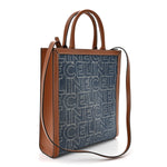 Denim All Over Print Small Vertical Cabas Navy Tan