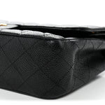 Caviar Quilted Medium Double Flap Black