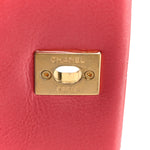 Metallic Calfskin Quilted Top Handle Flap Dark Pink