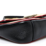 Vintage Effect Calfskin Matelasse Diagonal Striped Mini Torchon GG Marmont Shoulder Bag Black Beige