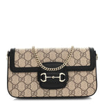 GG Supreme Monogram Azalea Calfskin Horsebit 1955 Mini Bag Beige Black