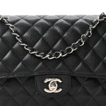 Caviar Quilted Medium Double Flap Black