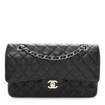 Caviar Quilted Medium Double Flap Black