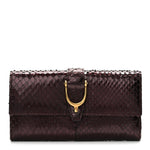 Metallic Snakeskin Soft Stirrup Wallet Brown