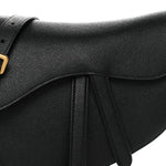 Grained Calfskin Saddle Bag With Strap Black