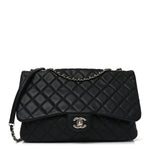 Lambskin Quilted Jumbo Chanel 3 Flap Bag Black