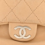 Lambskin Stitched Accordion Flap Tote Beige