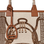 H Plume Canvas Swift Printed Fantaisie d'Etriers Steeple 28 Bag Fauve Ecru Beige Gold