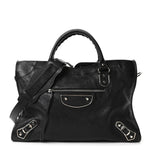 Chevre Silver Metallic Edge Hardware City Black